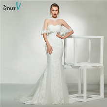 Dressv-vestido de boda elegante de cuello alto sin mangas, con apliques, Trompeta de encaje, largo hasta el suelo, vestidos de novia 2024 - compra barato