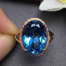 Женское кольцо с синим топазом AU750, из розового золота 18 К, 100% Натуральный топаз 2024 - купить недорого