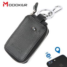 Мужской бумажник для ключей Modoker из натуральной кожи для автомобиля с gps-трекером, автомобильный держатель для ключей Bluetooth finder, черный 2024 - купить недорого