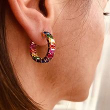 Gold Filled Classic Baguette Hoop Earring Mix Color Rainbow Cz Crystal Statement Jewelry For Women Girls Elegance Dainty Earring 2024 - buy cheap