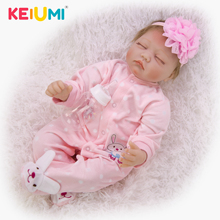 KEIUMI Handmade 22Inch Sleeping Baby Reborn Girl Doll Soft Silicone Realistic Reborn Boneca Cloth Body For Kids Birthday Gifts 2024 - buy cheap