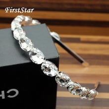 FirstStar Luxury Silver Clear Oval Crystal Hairband Sparkly Rhinestone Baroque Headband For Fashion Women Hair Accessories 2024 - buy cheap