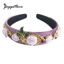 Women Lady purple Elastic Fashion Metal Rhinestone Head Chain Jewelry Headband Hairband Hair Band Accessories 2024 - buy cheap