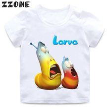 Camiseta con estampado de Larva de dibujos animados para niños, ropa divertida de Corea, camiseta de bebé Larva de insectos divertida, ropa blanca de verano para niños y niñas, HKP5213 2024 - compra barato