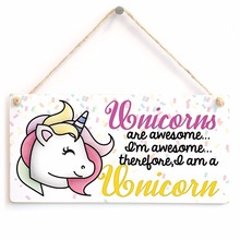Meijiafei Unicorns are awesome...I'm awesome...therefore, I am a Unicorn - Super Cute Unicorn Plaque Friendship Sign Sign 10"x5" 2024 - buy cheap