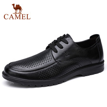 Camel sapatos masculinos de couro legítimo verão, sapatos casuais para homens com buracos respiráveis, malha confortável, tênis masculino de couro de vaca iluminado 2024 - compre barato