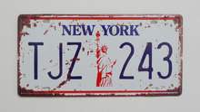 Placa de sinal de lata, nova york, eua, americana, placa de licença, quarto de homem, sinal de garagem, 1 peça 2024 - compre barato