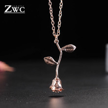 ZWC Fashion Personality Exquisite Long Pendant Necklace Jewelry For Women Girl Wedding Luxury Charm Rose Necklaces Jewelry Gift 2024 - buy cheap