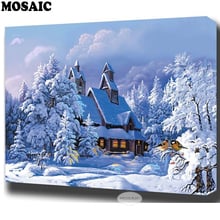 Photo Custom,Diamond Embroidery DIY 5D winter Snow house,Diamond Painting Cross Stitch 3D Diamond Mosaic,home Decoration 2024 - buy cheap