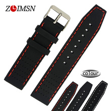 Ремешок ZLIMSN для мужских часов, спортивный черный водонепроницаемый силиконовый резиновый браслет для дайвинга, 22 мм 2024 - купить недорого