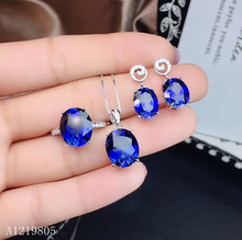 KJJEAXCMY boutique jewelry 925 sterling silver inlaid natural sapphire female luxury pendant necklace earrings ring set support 2024 - buy cheap