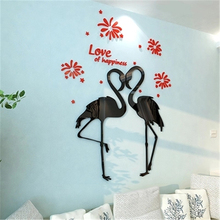 Love birds 3D Three-dimensional Acrylic wall stickers romantic wedding decoration home warm sofa background Mirror Wall Sticker 2024 - buy cheap
