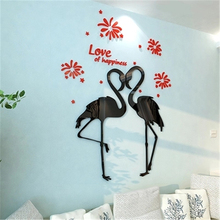 Pássaros do amor 3d tridimensional acrílico adesivos de parede romântico decoração de casamento casa sofá quente fundo espelho adesivo de parede 2024 - compre barato