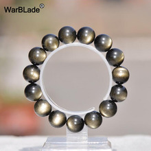 WBL Natural Stone 6A Black Gold Obsidian Bracelets Bangle Jewelry 6mm 8mm 10mm 12-20mm Stone Round Beads Bracelet For Men Women 2024 - buy cheap