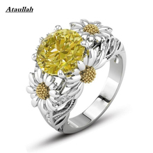 Ataullah новые Золотые Подсолнухи CZ камень Обручальные кольца для женщин модные украшения из циркония обручальное кольцо для влюбленных девушек RWD7-008 2024 - купить недорого