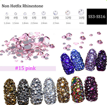 L. strass de vidro rosa ss3 ss4 ss5 ss6 ss10 ss12 ss16 1440 pçs não hotfix 3d unhas arte decorações flatback strass (no.15) 2024 - compre barato