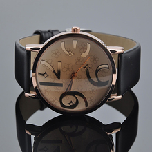 Unisex Fashion Big Arabic Numerals Analog Faux Leather Band Quartz Wrist Watch 2024 - buy cheap