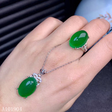 Colar de pingente prata esterlina 925, anel de calcedônia verde natural incrustado, suporte para modelos femininos, bijuterias de alta qualidade 2024 - compre barato