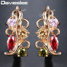 Davieslee Stud Earrings for Women Flower Multi Color CZ Cubic Zirconia 585 Rose Gold Filled Womens Earring Fashion Gifts DGE103 2024 - buy cheap