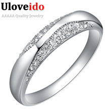 Uloveido Silver Color Rings for Women Fashion Crystal Engagement Ring Vintage Jewellery Mother's Day Gift Wholesale Jewelry J209 2024 - buy cheap