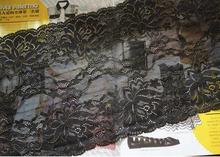 1 Meter Hot Sale 22.5cm Width Black with Gold Elastic Lace Trim Venice Pretty Stretchy Lace Ribbon 2024 - buy cheap