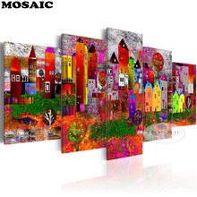 5 pcs/set diy diamond painting cross stitch color house,DIY Diamond Embroidery mosaic Wall stickers home decoration LH12 2024 - buy cheap