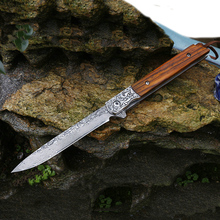 Бесплатная доставка острый Дамасская сталь импорт blacksmithing инструмент для кемпинга складной нож деревянная ручка Открытый Нож для самозащиты 2024 - купить недорого