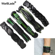 WarBLade Genuine Leather Bracelets Vintage Multilayer Braid Bracelet Bangle Male Punk Wrap Wristband For Women Jewelry 5pcs/Set 2024 - buy cheap