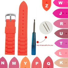 Pulseira de relógio de silicone 18mm, 2 peças rosa neon, vermelho, magenta, rosa claro, pêssego, laranja, mais cores 2024 - compre barato