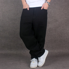 Высококачественные мужские джинсы в стиле хип-хоп, брендовые свободные мужские брюки для скейтбординга, модные мешковатые Длинные мужские джинсы больших размеров 30-46 2024 - купить недорого