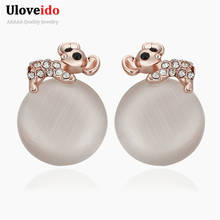 Uloveido Stud Earrings for Girls Rose Gold Color Luxury Women Ladies Jewelry Cute Animal Earings Studs Earrings Fashion E886 2024 - купить недорого
