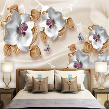 Wellyu-papel de parede de luxo com flores em 3d, fundo de tv, mural grande, papel de parede de quarto 2024 - compre barato