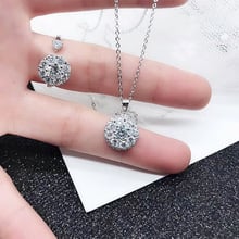 Conjuntos de joyas de lujo para mujer y niña, de Plata de Ley 925 auténtica, se puede girar con incrustaciones de circonita, collares para parejas, anillo 2024 - compra barato