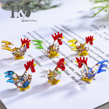 H&D Set of 6,Handmade Mini Cock Art Glass Blown Animal Figurine Murano Style Collectible Gifts Sculpture Home Table Decoration 2024 - buy cheap