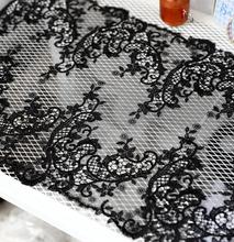 5 Meters 25.5cm Bilateral Embroidery  Black Wide Lace Fabric DIY Garment Accessories Sewing Trim Wedding Lace Material 2024 - buy cheap