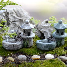 Miniature Landscape Retro Pond Decoration for Garden Tower Landscape Garden Miniature Bonsai Resin Lifelike Figurines Lawn DIY 2024 - buy cheap