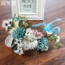 Haimeikang Chrysanthemum Flower Wreath Hairband Wedding Bridal Headdress Hair Accessories Wedding Crown Garlands Girl's Headband 2024 - buy cheap