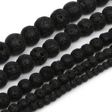 Natural Stone Beads 4 6 8 10 12mm Black Volcanic Lava Beads Round Loose Beads For Jewelry Making DIY Necklace Bracelet 2024 - buy cheap