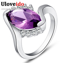 Uloveido Women Rings CZ Zircon Ring Red Purple Blue Engagement Ring Wedding Jewelry Vintage Rings Aneis Femininos Gifts J406 2024 - buy cheap