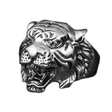 Novo design de personalidade moda europeia animal tigre cabeça anel masculino personalidade joias animais exclusivas 2024 - compre barato