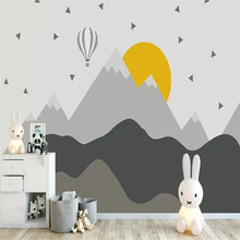 Papel tapiz 3d personalizado para habitación de niños, mural con globo de aire caliente, pico de montaña, Fondo de pared, material impermeable de alta calidad 2024 - compra barato