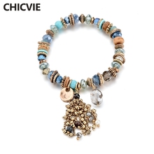 CHICVIE-pulsera de la amistad con borlas de oro para mujer, brazalete personalizado con cuentas de amistad, cristal, SBR170048 2024 - compra barato