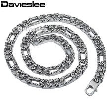 Davieslee Mens Heavy Necklace Chain Silver Color 316L Stainless Steel Figaro Animal Skin Link Wholesale Jewelry 10mm LHN34 2024 - buy cheap