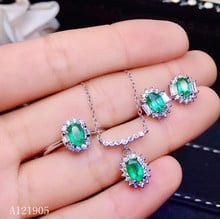 KJJEAXCMY boutique jewelry 925 sterling silver inlaid natural emerald jewelry female luxury ring pendant necklace earrings set s 2024 - buy cheap