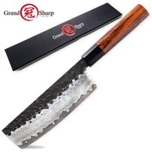 Handmade Kitchen Knife 3 layers Japanese AUS10 Steel Nakiri Knife Chef Vegetables Tools Natural Wood Handle Eco Friendly Product 2024 - buy cheap