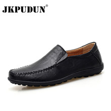 JKPUDUN Italian Mens Shoes Casual Brands Genuine Leather Men Loafers Luxury Moccasins Comfy Breathable Slip On Boat Shoes Men 2024 - buy cheap