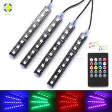 9LED 7 Colorful Remote Music Control Ambient Foot well Lighting Car Interior Parking Car Styling DIY decorative LED light 2024 - buy cheap