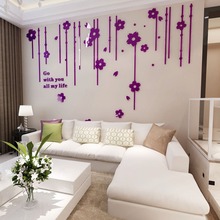 3D трехмерные хрустальные настенные наклейки, цветок, гостиная, спальня, фон для телевизора, украшение для дома, европейские настенные наклейки 2024 - купить недорого