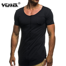 2020 New sexy Men's Fitness T Shirts deep O-Neck Short Sleeve T-Shirt  summer Solid Color Casual Tops Male t Shirt M-3XL 2024 - buy cheap