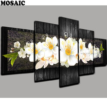 5d DIY алмазная живопись наборы крестиков полная Алмазная вышивка 3D квадратная мозаика, белая Орхидея, домашнее украшение 5 шт LH236 2024 - купить недорого